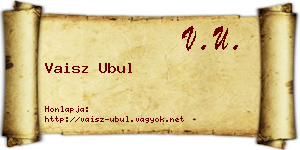 Vaisz Ubul névjegykártya
